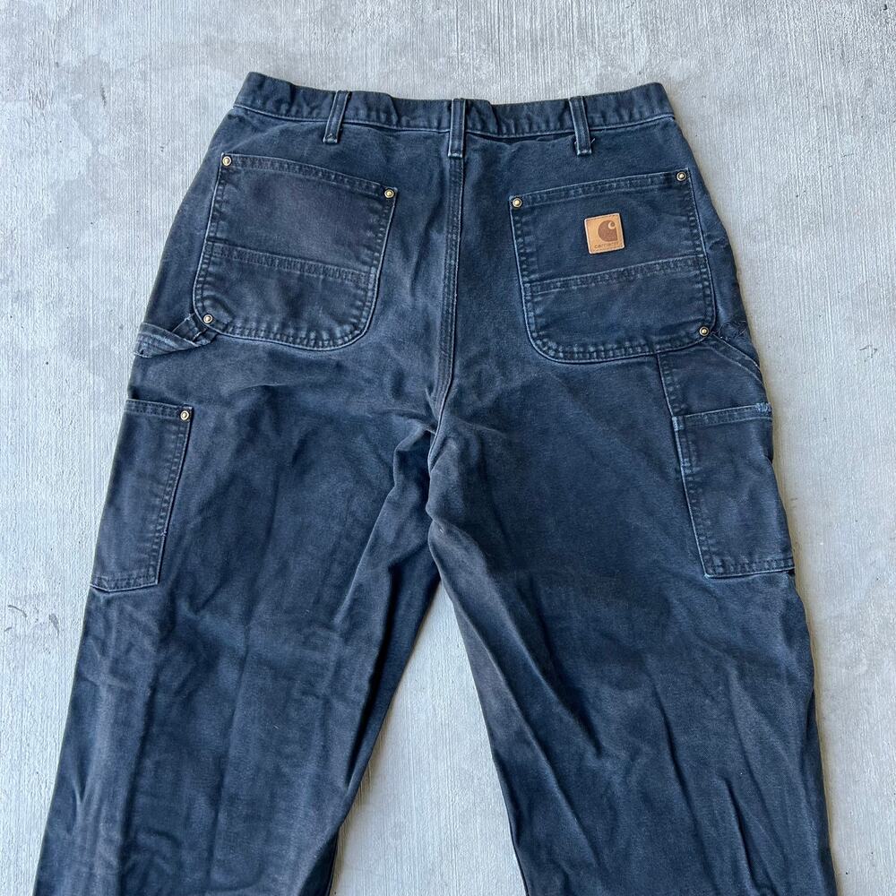 Vintage Y2K Carhartt black distressed double knee work wear carpenter pants - Picture 5 of 10